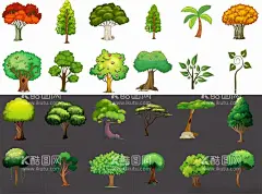 卡通树木  - 源文件下载【酷图网】矢量卡通树木,树干,绿树,春天,秋天,冬天,黄树叶,黄树,蓝天,大自然,自然,环保,森林,绿色植物,童话树林,手绘树木,树木,卡通树木,手绘,矢量,树木图标,树木素材,手绘矢量图