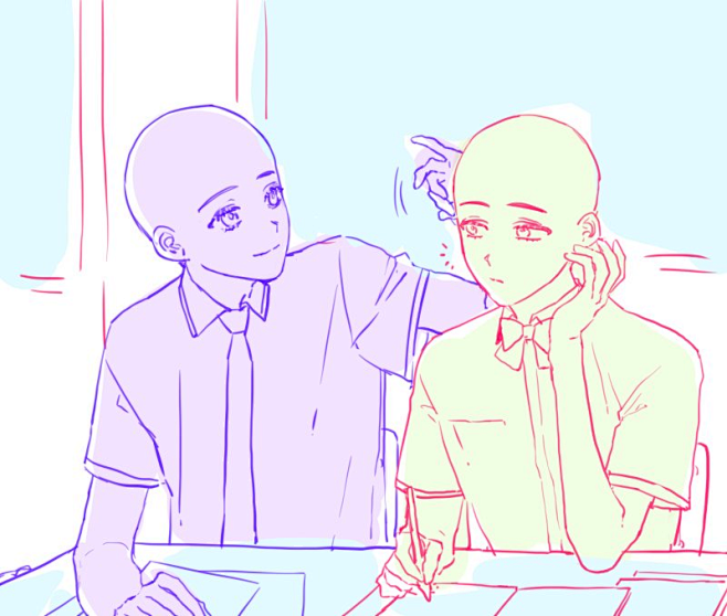 双人人模#参考#绘画#情侣 #双人#模板#cp 版权归作者所有，侵删