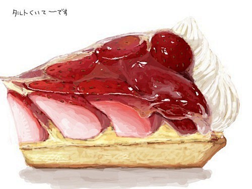 让你口水横流的手绘草莓蛋糕插画图片