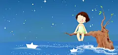 儿童插画背景高清素材 卡通 壁纸 夜晚 小女孩 小树 手绘 插画 星云 星海 星空 星际 海报banner 海边 童趣 素材 背景 设计图片 免费下载