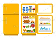 Fridge open and close concept vector illustration 
