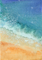 海滩,海洋,水彩画,水彩画颜料,夏天,热,剪贴画,草图,绘画插图,晴朗