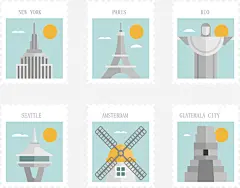 精美明信片插画矢量图高清素材 创意 卡通 旅游胜地 旅行 明信片 明信片设计 矢量图 平面广告 设计图片 免费下载 页面网页 平面电商 创意素材