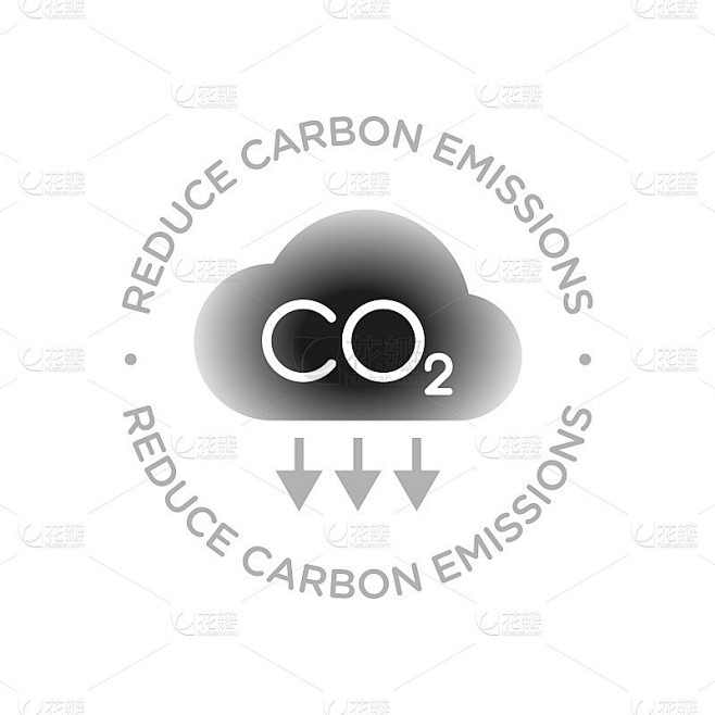 二氧化碳碳排放矢量概念图标徽章