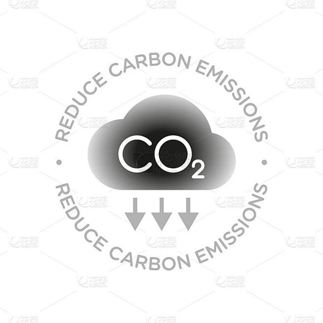 二氧化碳碳排放矢量概念图标徽章素材-花瓣网