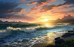 山川草地古风山水河流竹林壁纸素材