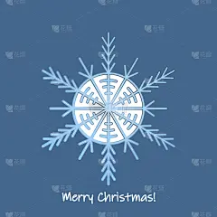 蓝色背景上白色雪花的圣诞贺卡。孤立的雪花图标。空纸的形状。冬季卡通平面插图。节日图案，横幅，框架，标