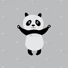 站立熊猫全长卡通人物，平面矢量插图孤立。