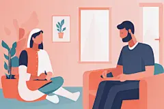 心理治疗扁平化心理咨询治疗人物场景插画