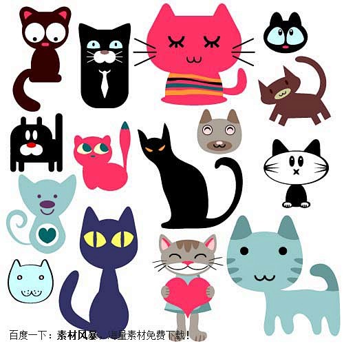 卡通猫咪漫画 猫咪插图 卡通动物 行业标...