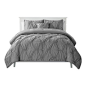 VCNY - Monica Pintucked Comforter Set, Gray, Queen - Luxuriate in a romantic bedroom with a sumptuous Monica Comforter Set. Softly gathered details give it a cushy tufted effect that's so inviting at the end of the day. The polyester comforters keep you w