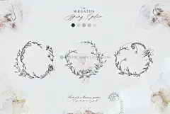 200+优雅梦幻春天元素金色手绘花卉几何边框字母水彩画PNG免抠图设计素材 Spring Cycle Alphabet &amp; Graphics插图20