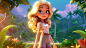 Experience the enchanting world of Gioia Spataro, a delightful girl with straight blond hair, in a Disney - style 3D animation set in a lush jungle. Gioia's adventurous spirit shines as she explores the vibrant greenery with enthusiasm. Her flowing blond 