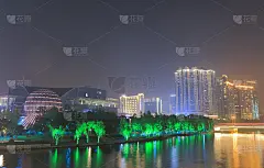 中国杭州西湖文化广场夜景