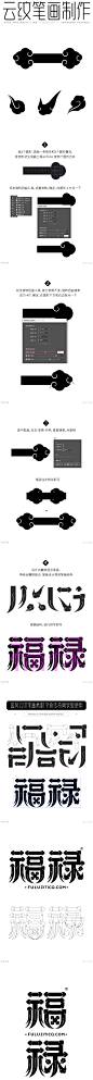 福禄-国风云纹矢量字体笔画拼字+笔画素材