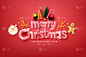圣诞和新年快乐海报或横幅与圣诞老人，姜饼人和圣诞元素的红色背景。零售，购物，新年或圣诞节促销的横幅模