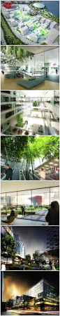 Schmidt Hammer Lassen设计的上海世博“绿谷”项目。建成后将成为上海新的城市发展中心。这个5公顷的“绿谷”项目就在红色的中国馆旁边，主要由商店、办公楼和餐厅组成。两栋主要建筑在主庭院的两侧，庭院里主要是绿化和水景，建筑中庭里也有空中花园。{详细内容}http://t.cn/zH9NKvW