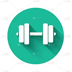 分离着色,白色,哑铃,图标,长阴影,运动,图像,举重,设计,锻炼