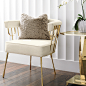 PRESTON OCCASIONAL CHAIR : Make a statement with the Preston Occasional Chair, featuring an exquisitely graphic gold frame and luxurious faux fur cushion for a lasting impression.