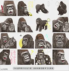 @飞天胖虎 line贴图表情包贴纸[编号1312301]and gorilla 1  everyday  Gentle, delicate and cute, it is a gorilla sticker ofb