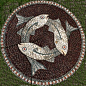 This Three–Fish mosaic was made for a newly landscaped community space in Poulton-le-Fylde, Lancashire, which once was the hub of the local fishing industry. Description from maggyhowarth.co.uk. I searched for this on bing.com/images