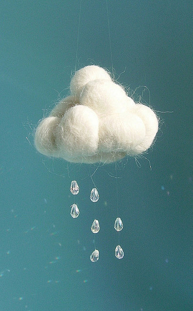 创意工坊：手工羊毛毡做的云彩雨！很漂亮呢...