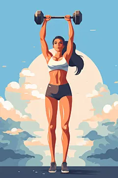 体育锻炼举重扁平化彩色健身运动人物插画