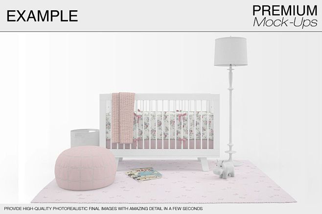 儿童房场景展示效果图室内家居床单窗帘枕头...