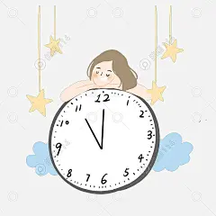 世界睡眠日手绘时钟可爱女孩