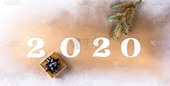 2020年新年快乐。节日闪亮的成分