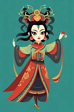 剧种文化传统戏剧角色人物元素插画