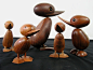 vintage danish teak toys.   This set of five teak ducks -- a mama and four babies -- was designed in the Fifties by Hans Bolling for Torben Orskov and measure between 5 and 9 inches tall.