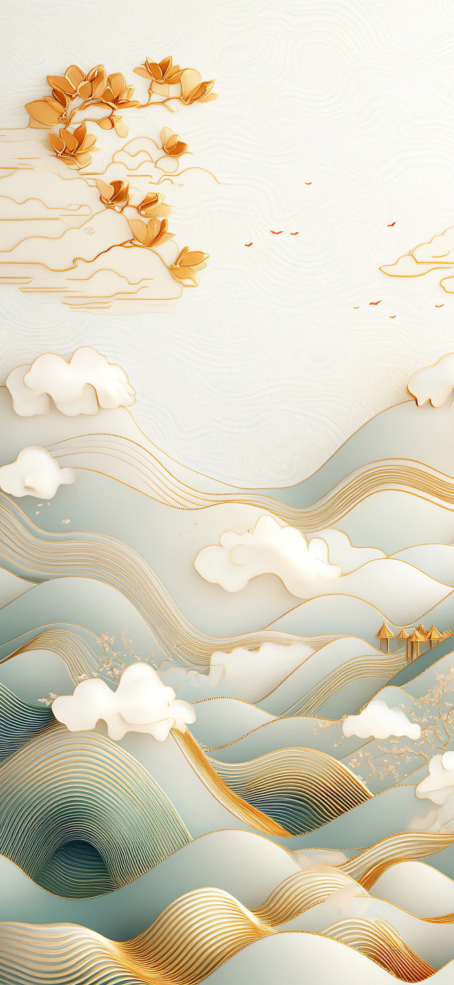 清新典雅 精致国风风景插画壁纸