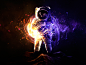 Exploration : Exploration is an abstract space creation. I got inspired to create something again with an astronaut after watching 'The Martian'. Just like my other astronaut creation there are abstract shapes, particles and light effects on both sides wi