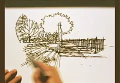 南京林业大学景观考研快题 平面方案转换成透视空间线稿示范 一点正透视内容解析及步骤 始终根据方案平面掌握空间尺寸，位置关系和透视规律，三者相辅相成，构成一个完整的透视空间线稿。手绘网站  http://www.hzt2014.com 