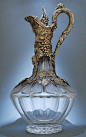 19世纪末英国制造古董葡萄酒瓶，纯银加水晶玻璃