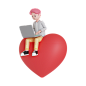 Man using laptop while sitting on heart 男520