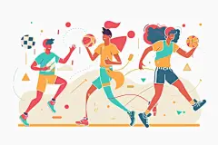 创意手绘秋季趣味运动会插画