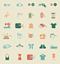 Sewing equipment & needlework icons : — Sewing equipment and needlework. Multicolored icons for sewing, knitting, needlework, pattern. Small device. Vector illustration. — Background for sewing, needlework, pattern. Sewing
