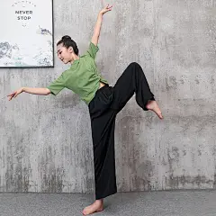 新款舞蹈服女短袖修身打结纯棉短款上衣现代舞练功服形体演出服装-淘宝网