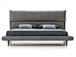 Leather double bed with upholstered headboard HERMAN by CorteZari