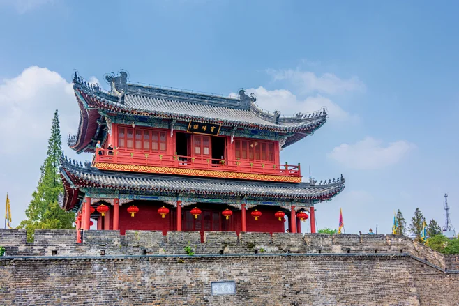 中国湖北荆州古城东门寅宾门宾阳楼风光摄影照片-花瓣网