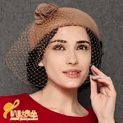 库茵 2014秋冬新品女士帽子羊毛呢时尚复古面纱帽子贝雷帽毡帽-淘宝网