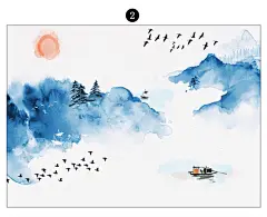 新中式禅意水墨山水画自粘墙纸壁画墙贴装饰画电视背景墙客厅玄关-淘宝网