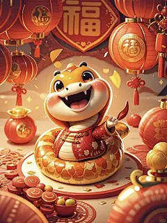 Midjourney，Ai绘图，蛇年，新春海报，可帮做 - 小红书