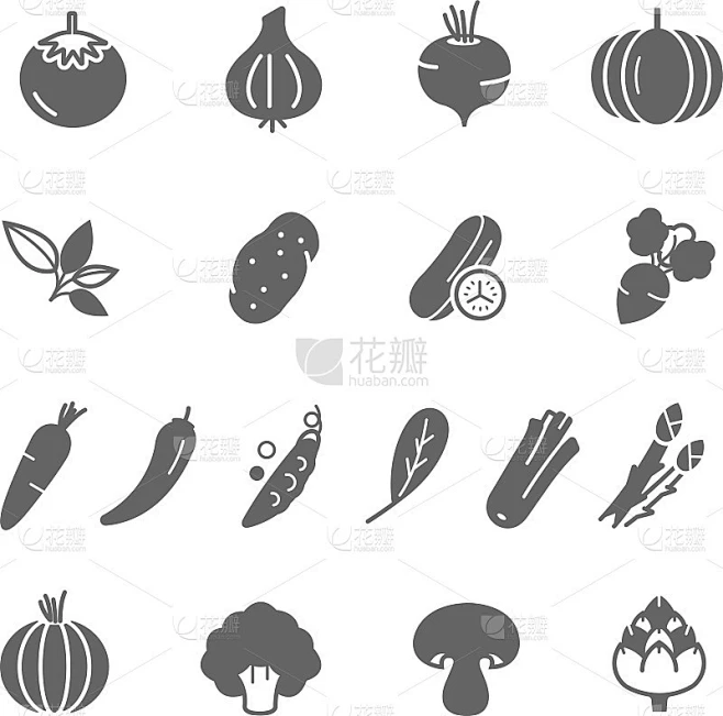 Icon set -蔬菜素材-花瓣网