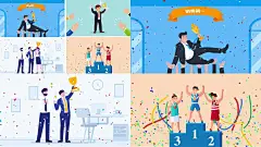 mg成功举奖杯销售冠军拿第一成功人士鼓掌商务人士第一名经理胜利获奖白领比赛第一业绩冲刺加油