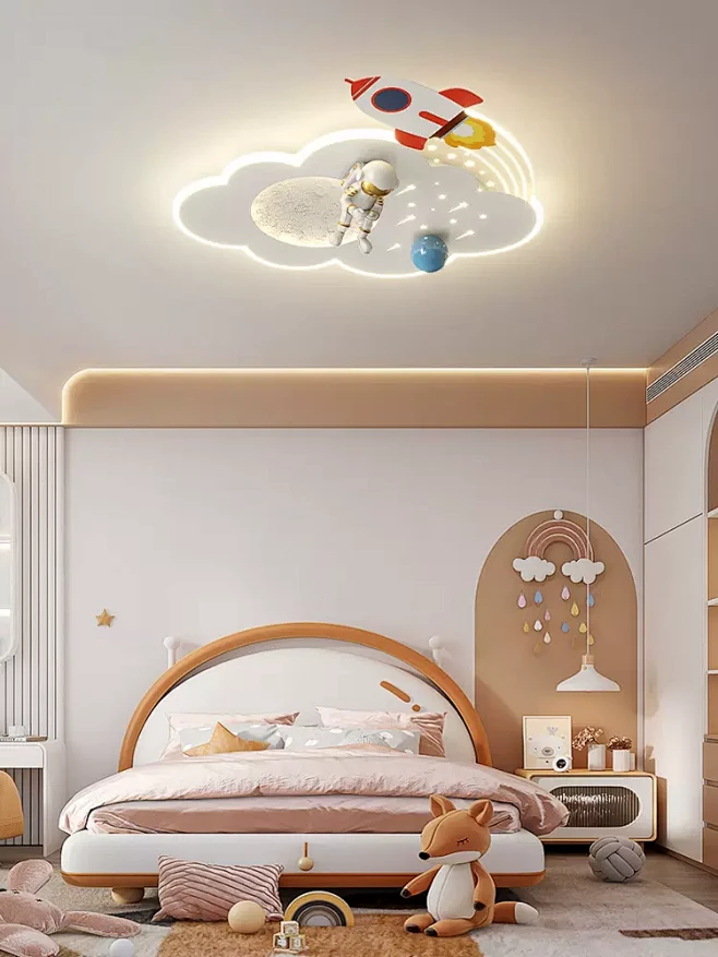 儿童房间云朵LED吸顶灯简约现代创意宇航...