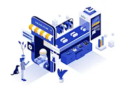 时尚高端3D立体2.5D等轴等距大数据banner海报着陆页插画设计模板（AI，EPS，JPG，PDF） - 设汇