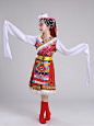 演出藏族服装女童舞蹈女少数民族特色舞蹈儿童服饰西藏表演服水袖